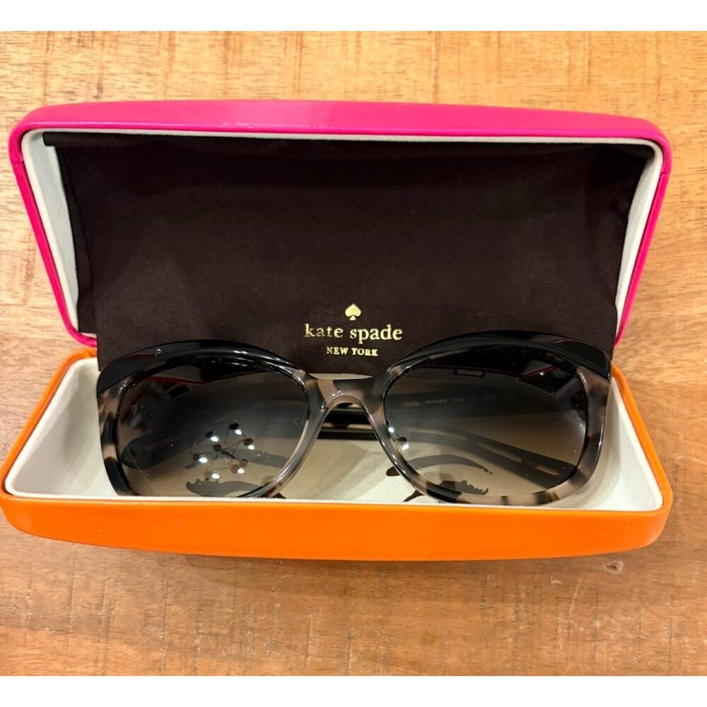 Kate Spade New York Sunglasses With Hard Case Pink Orange And Cloth EUC